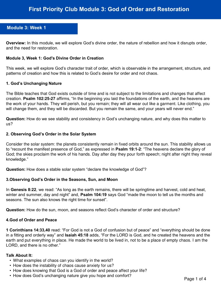 first priority club module 3 god of order n.w