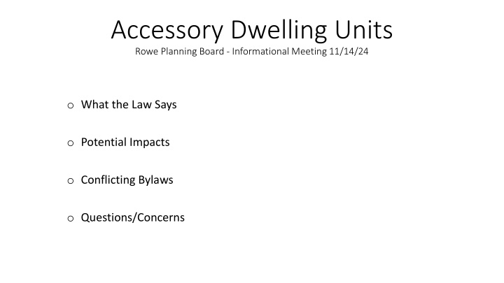 accessory dwelling units rowe planning board n.w
