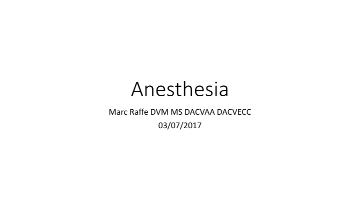 anesthesia n.w