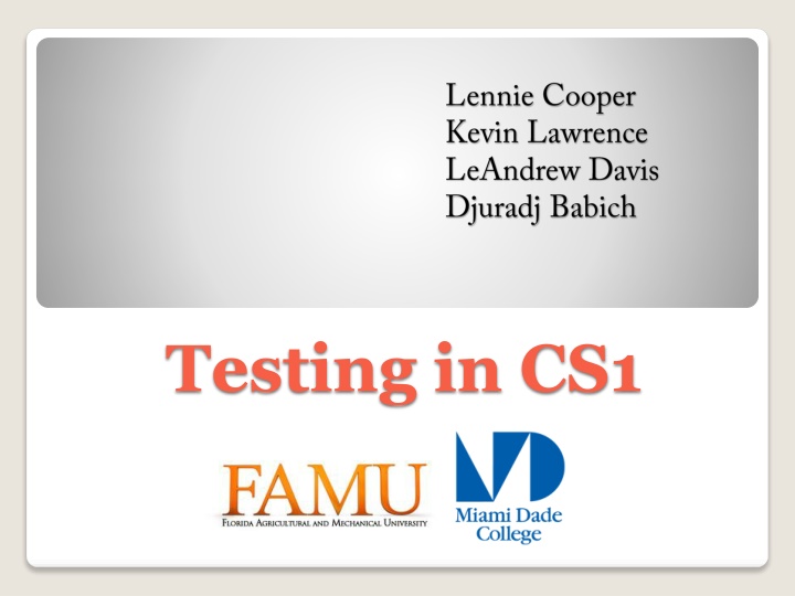 testing in cs1 n.w