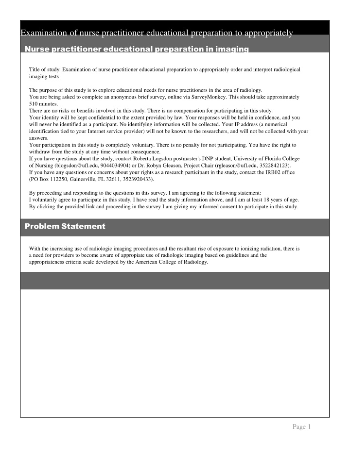 examination of nurse practitioner educational n.w