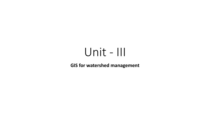 GIS Application for Watershed Management