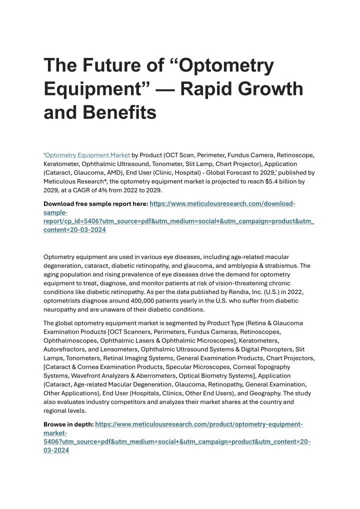 the future of optometry equipment rapid growth n.w