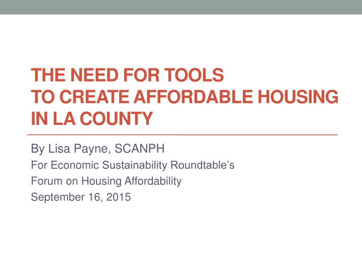 Tools for Affordable Housing in LA County