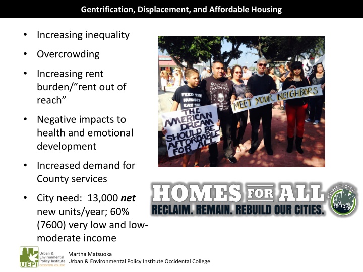 Gentrification, Displacement, and Affordable Housing Issues