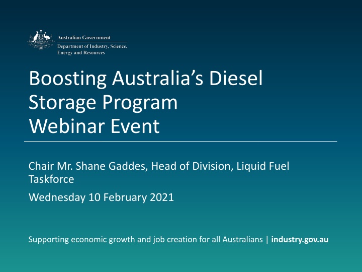 Boosting Australia's Diesel Storage Program - Economic Growth and Job Creation