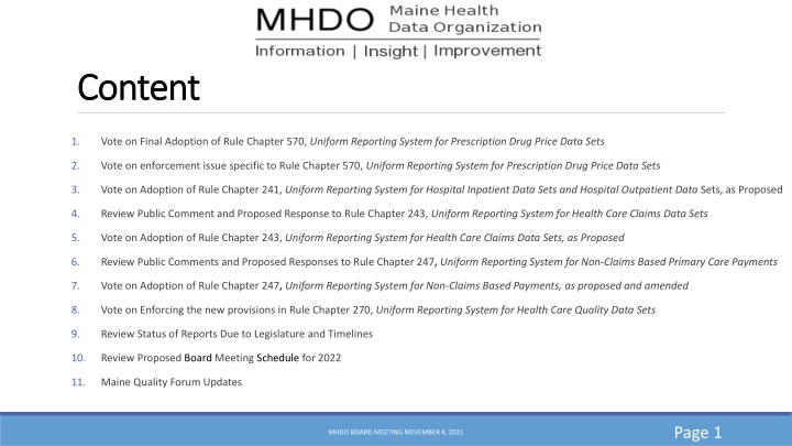 MHDO Board Meeting Updates - November 4, 2021