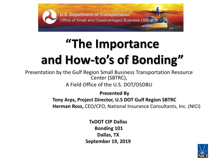 Importance of Bonding Presentation in Small Business Transportation
