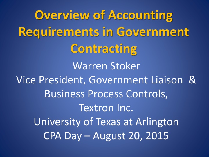 Accounting Requirements in Government Contracting