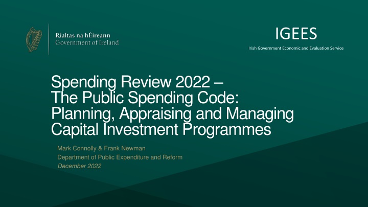 Irish Government Economic and Evaluation Service Spending Review 2022 Overview