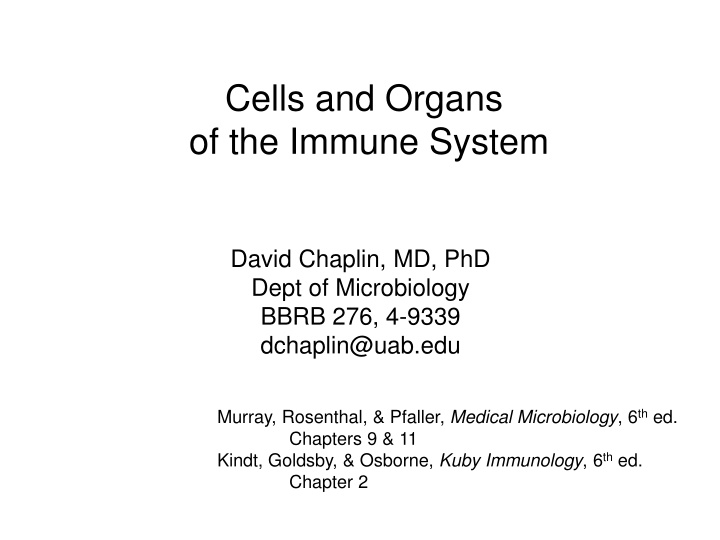 cells and organs of the immune system n.w