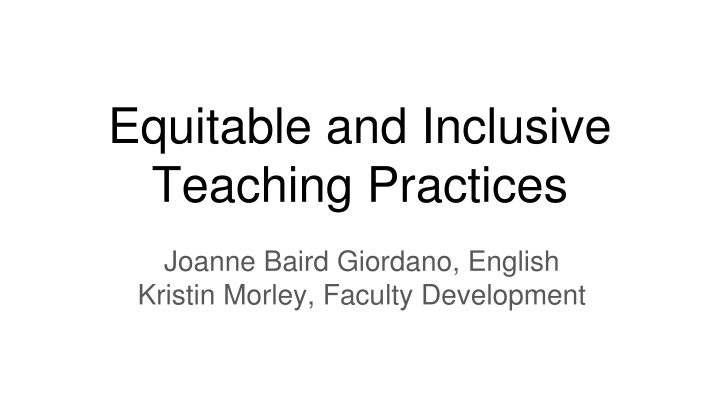 equitable and inclusive teaching practices n.w