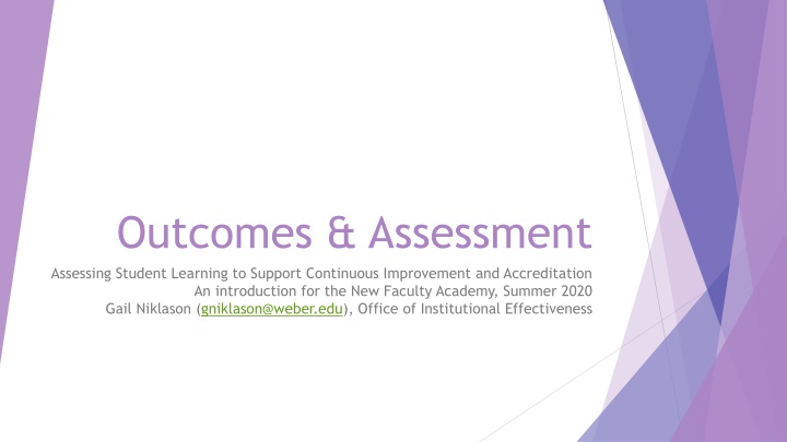Outcomes Assessment - Improving Student Learning for Accreditation