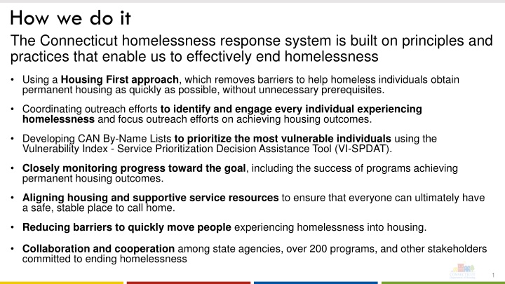 Connecticut Homelessness Response System Principles