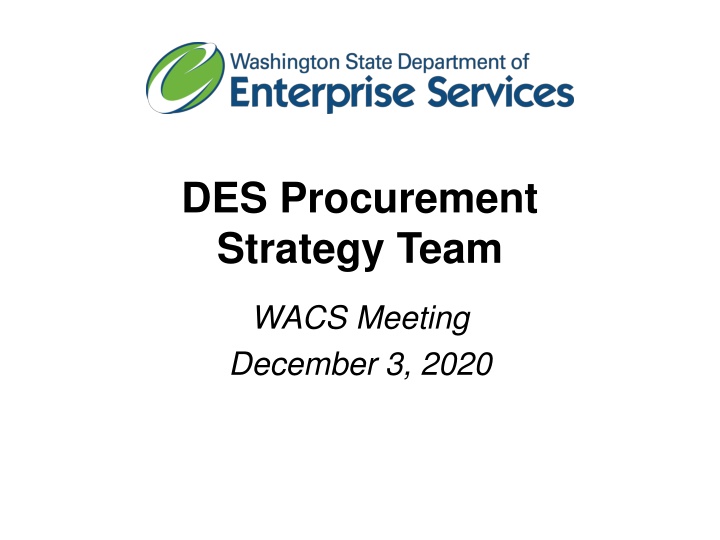 DES Procurement Strategy Team and Roles
