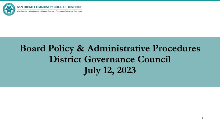 District Governance Council Policies & Procedures Summary