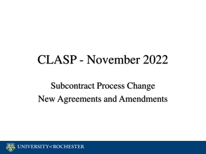 Subcontract Process Change in November 2022