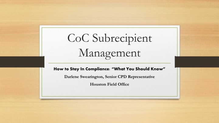 Subrecipient Management Compliance Guidelines