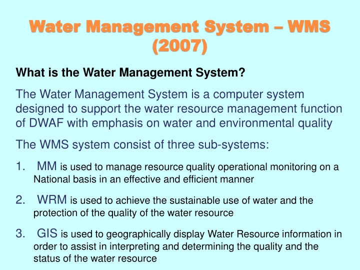 water management water management system n.w