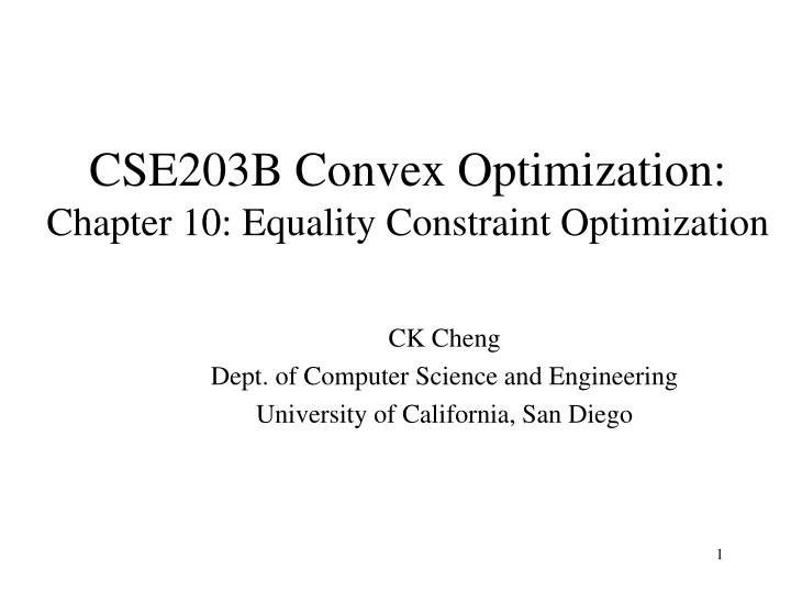 cse203b convex optimization chapter 10 equality n.w