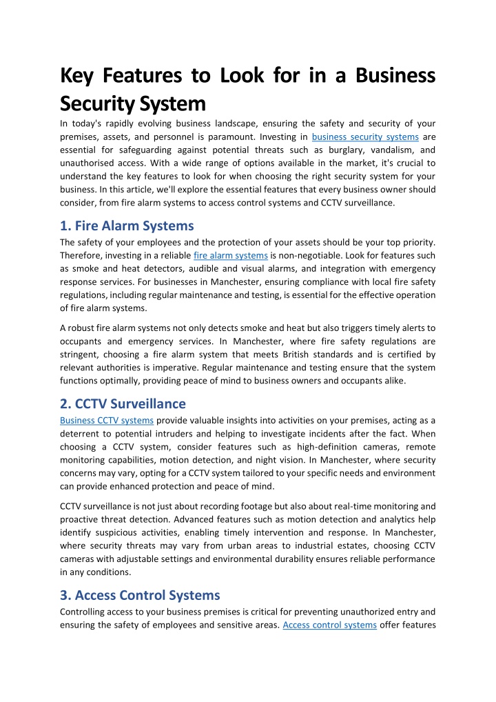key features to look for in a business security n.w