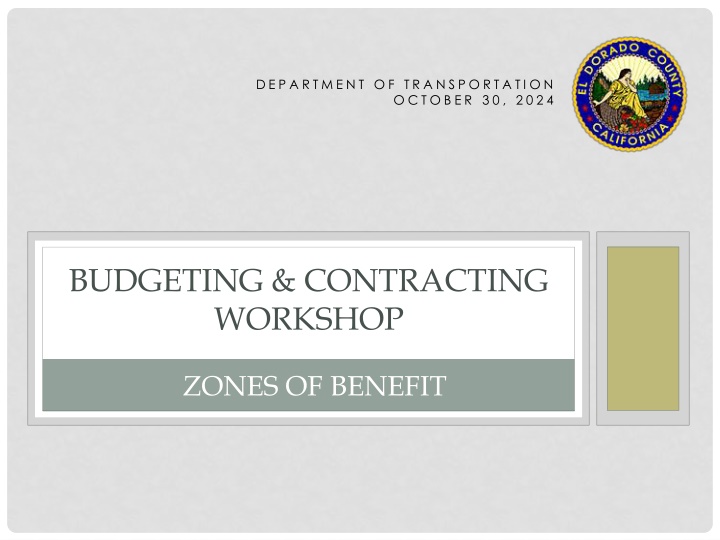 Department of Transportation Budgeting and Contracting Workshop