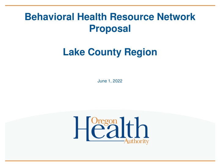 Lake County Behavioral Health Resource Network Proposal