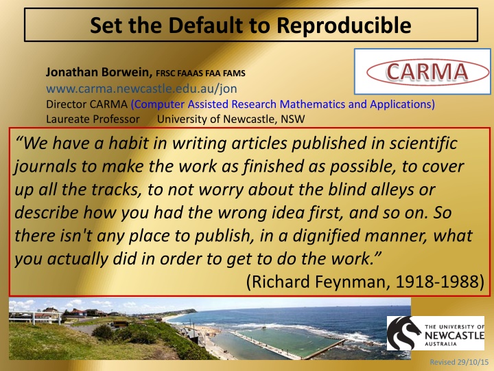 Setting the Default to Reproducible in Computational Science