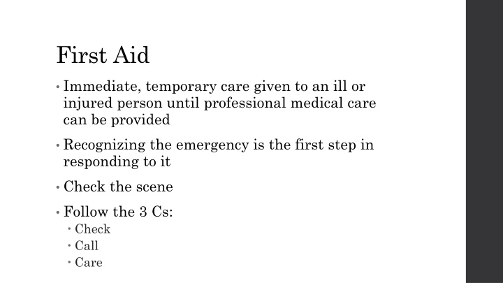 Basic First Aid Procedures