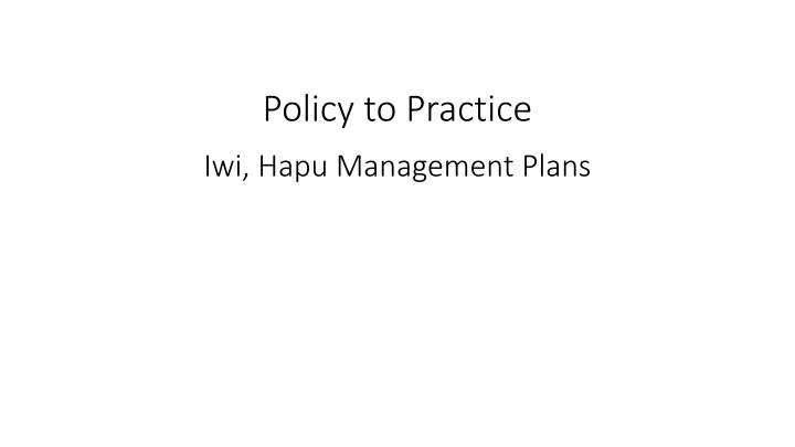 policy to practice n.w