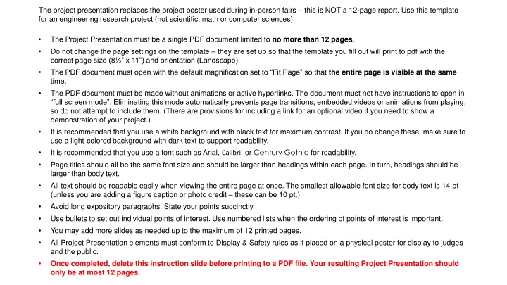 the project presentation replaces the project n.w