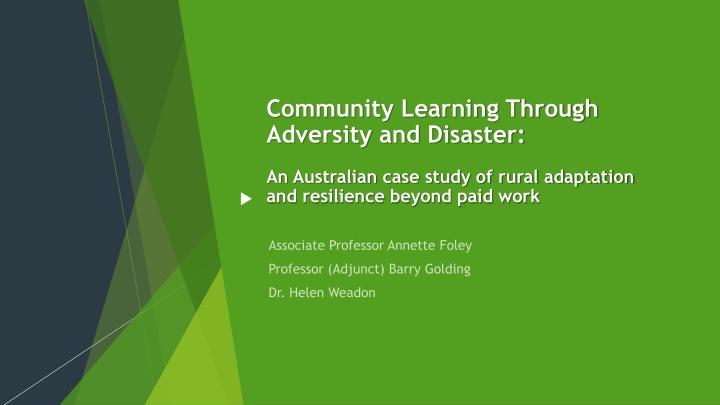 community learning through adversity and disaster n.w