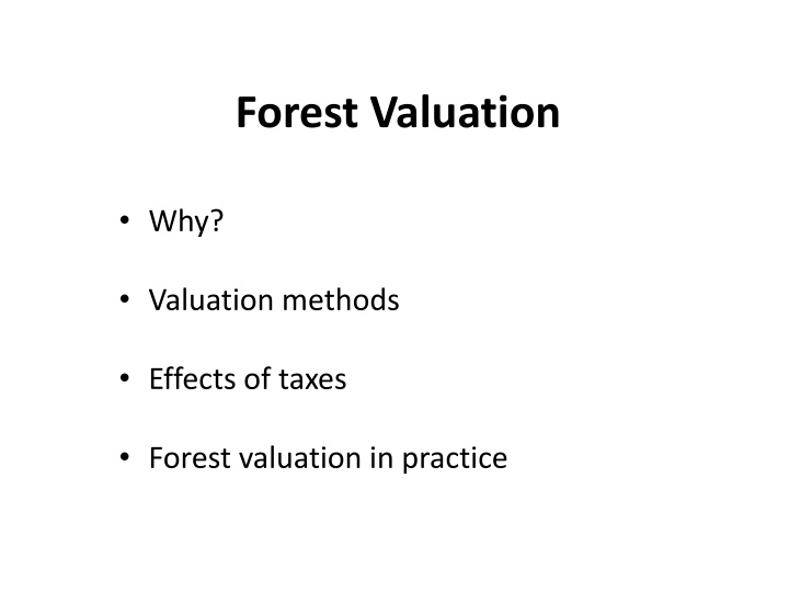 forest valuation n.w