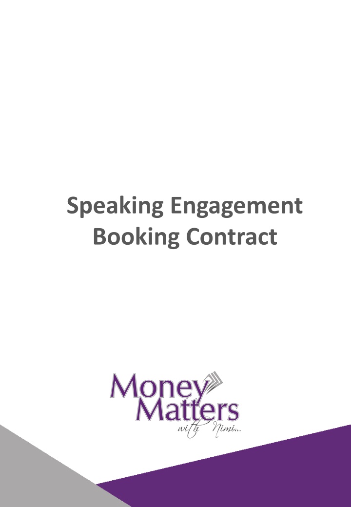 speaking engagement booking contract n.w