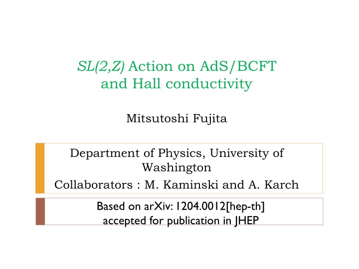 SL(2,Z) Action on AdS/BCFT and Hall Conductivity