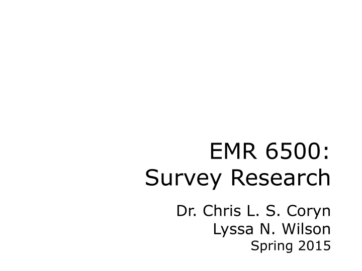 Survey Research: Elements of Sampling