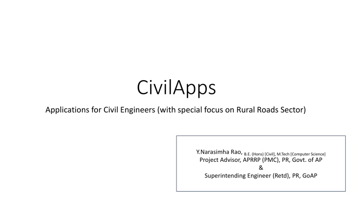 CivilApps Applications for Rural Roads Sector Engineers