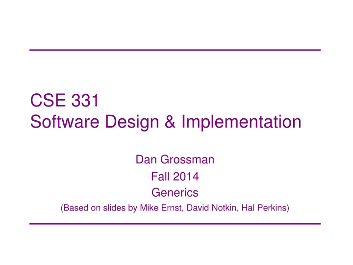 Software Design & Implementation: Abstraction and Types