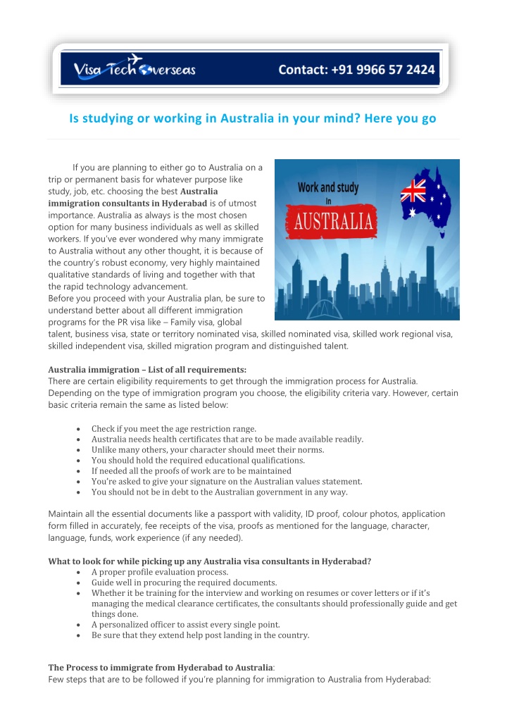 is studying or working in australia in your mind n.w