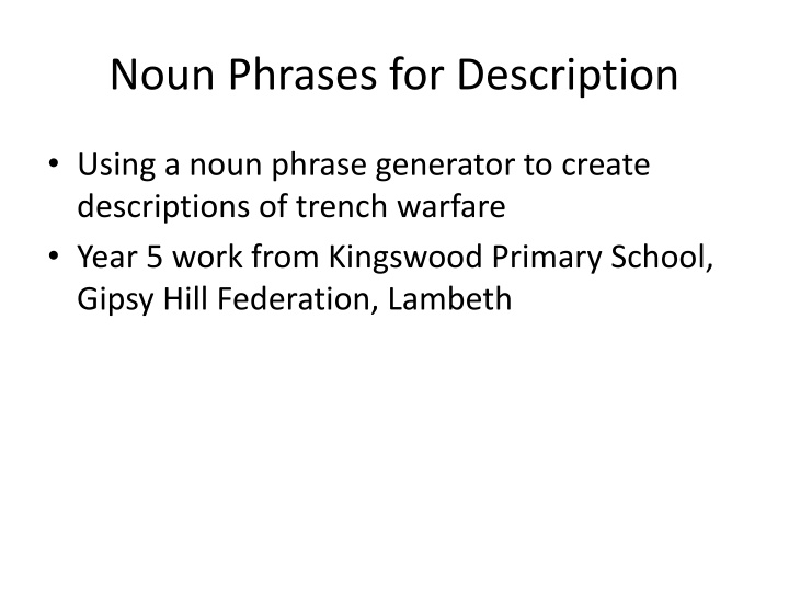 Noun Phrases for Trench Warfare: Soldiers' Suffering
