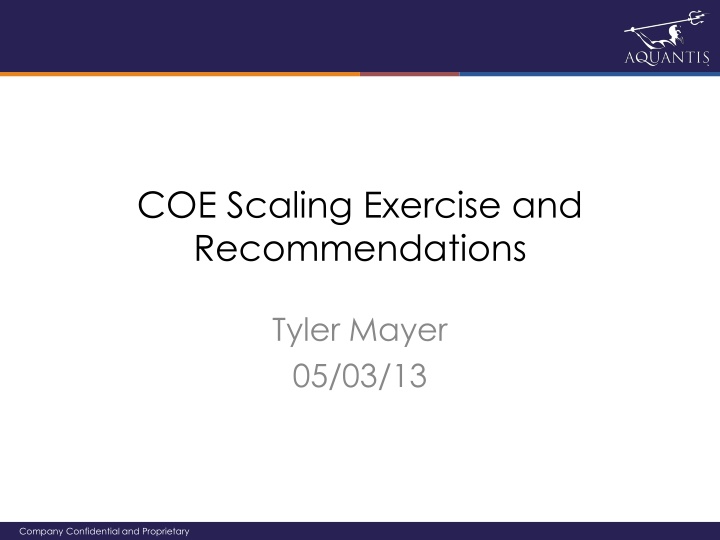Scaling Exercise and Recommendations for COE Analysis