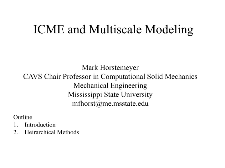 icme and multiscale modeling n.w