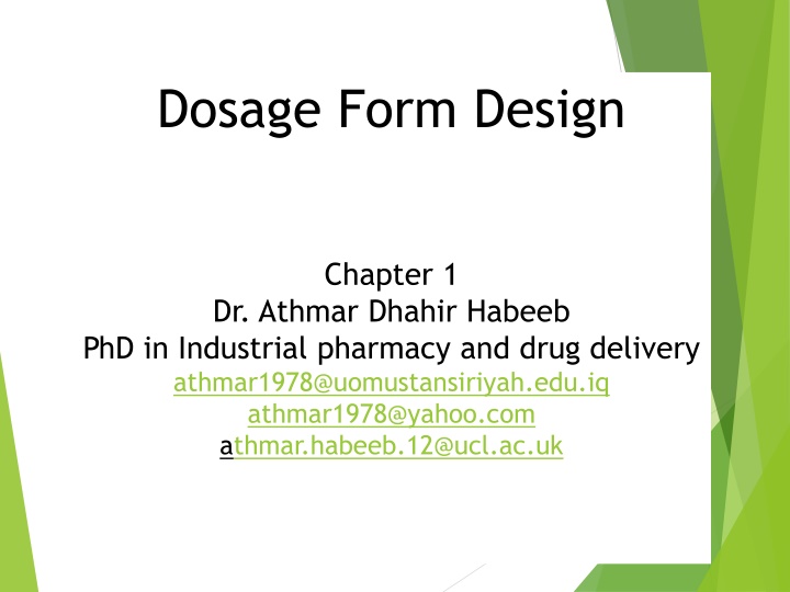 dosage form design n.w