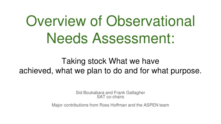 overview of observational needs assessment n.w