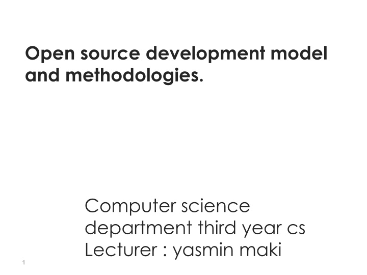 open source development model and methodologies n.w
