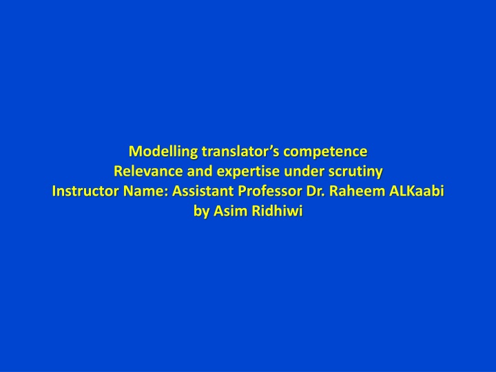modelling translator s competence relevance n.w