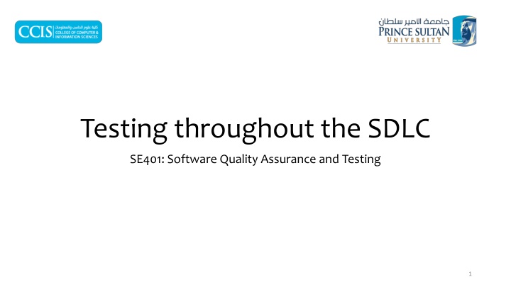 testing throughout the sdlc n.w