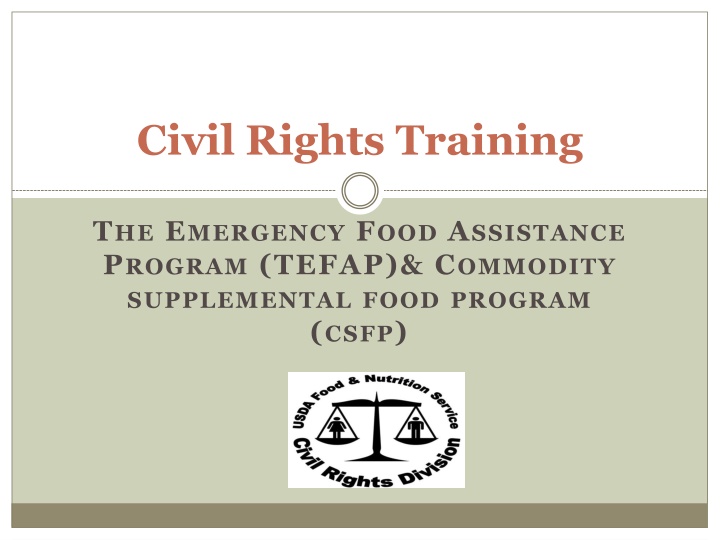 Civil Rights Training for TEFAP & CSFP
