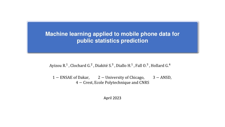 Machine learning applied to mobile phone data for  public statistics prediction