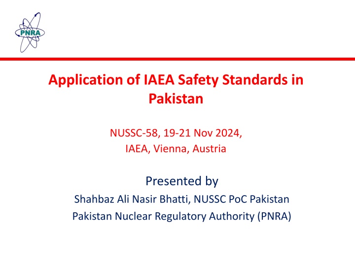 Application of IAEA Safety Standards in Pakistan's Nuclear Regulatory System